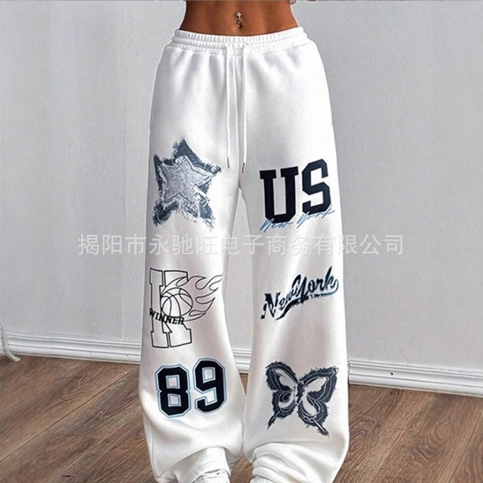 2026 Summer American Style New Washed Fashion Trendy Loose Casual Pants Japanese Versatile Letter Print Pants 2026 Summer American Style New Washed Fashion Trendy Loose Casual Pants Japanese Versatile Letter Print Pants