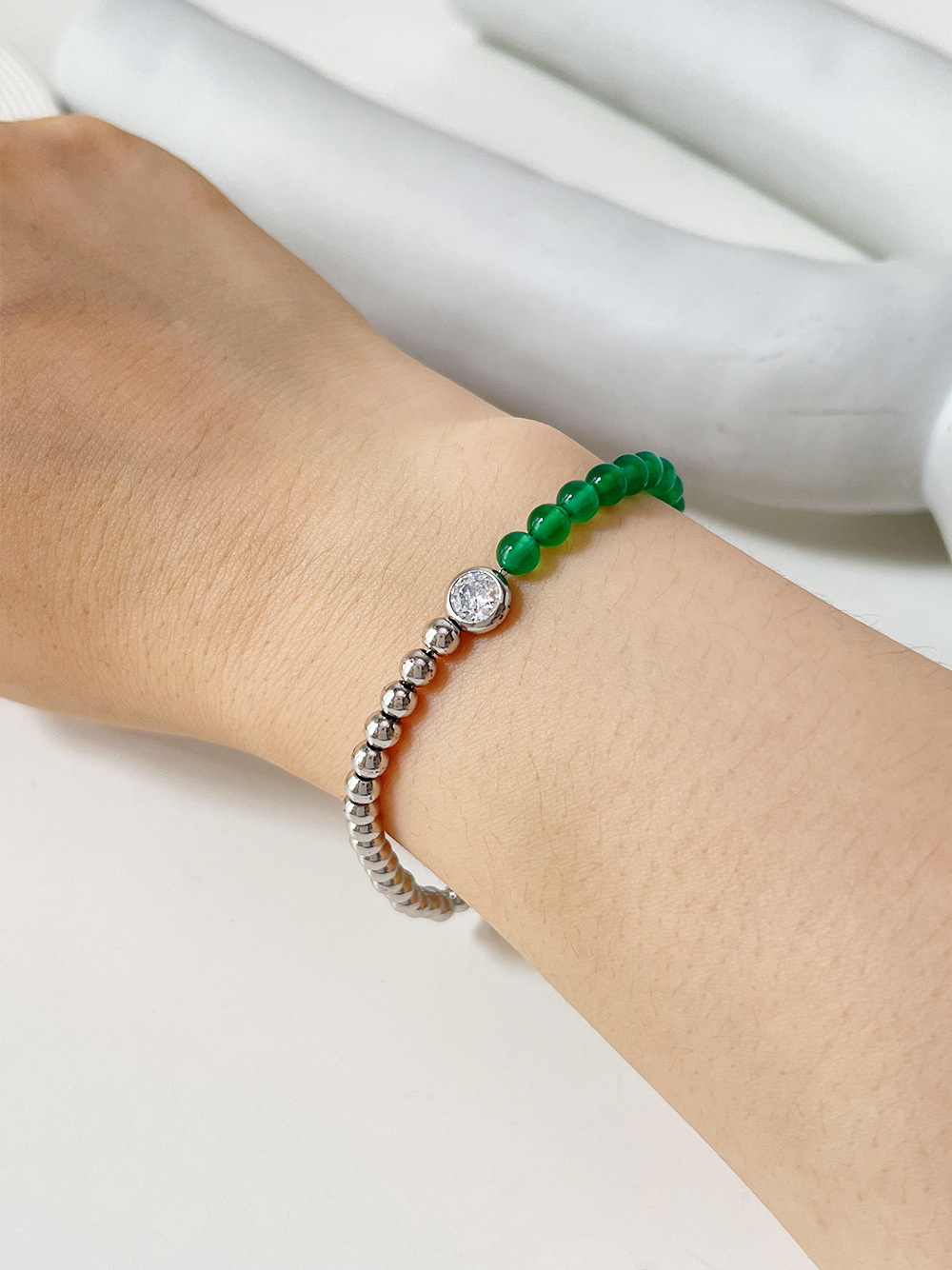 Sweet Color Block Stainless Steel Plating Chain Inlay Zircon Bracelets 1 Piece