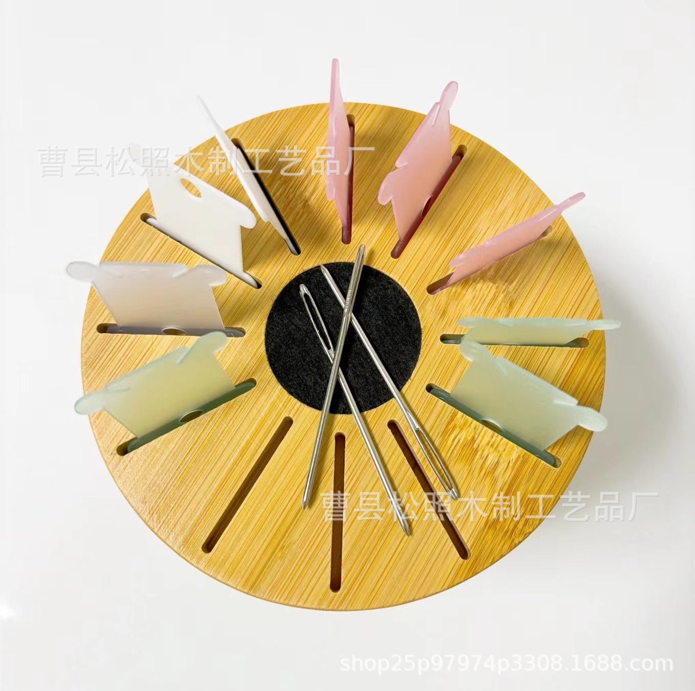 Cross-border bamboo and wood embroidery thread winding board desktop…