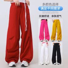 广场舞曳步舞服装新款抽绳短袖t恤女跳舞伞兵裤子2507