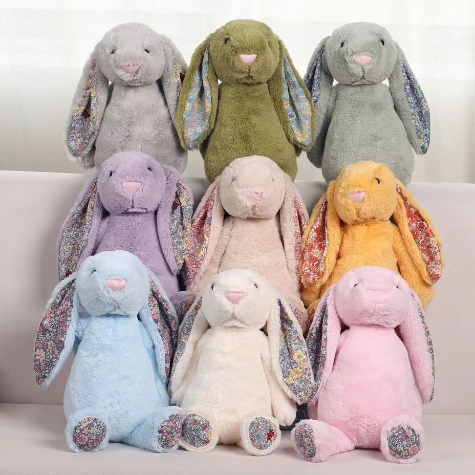 Floral Bunny Plush Toy Doll Machine Doll Floral Cloth Long-Eared Bunny Pet Wholesale Cute