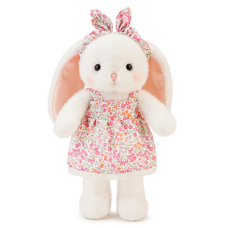 ハグベイビー本物のウサギのぬいぐるみかわいいギフト人形花柄スカート人形誕生日人形睡眠用|undefined