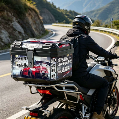 Shipping] Motorcycle Tail Box Large Motorcycle trunk - 48l-pursuing-the-extreme-waterproof-and-thickened-standard-configuration-matching-base-plate-screw-pack