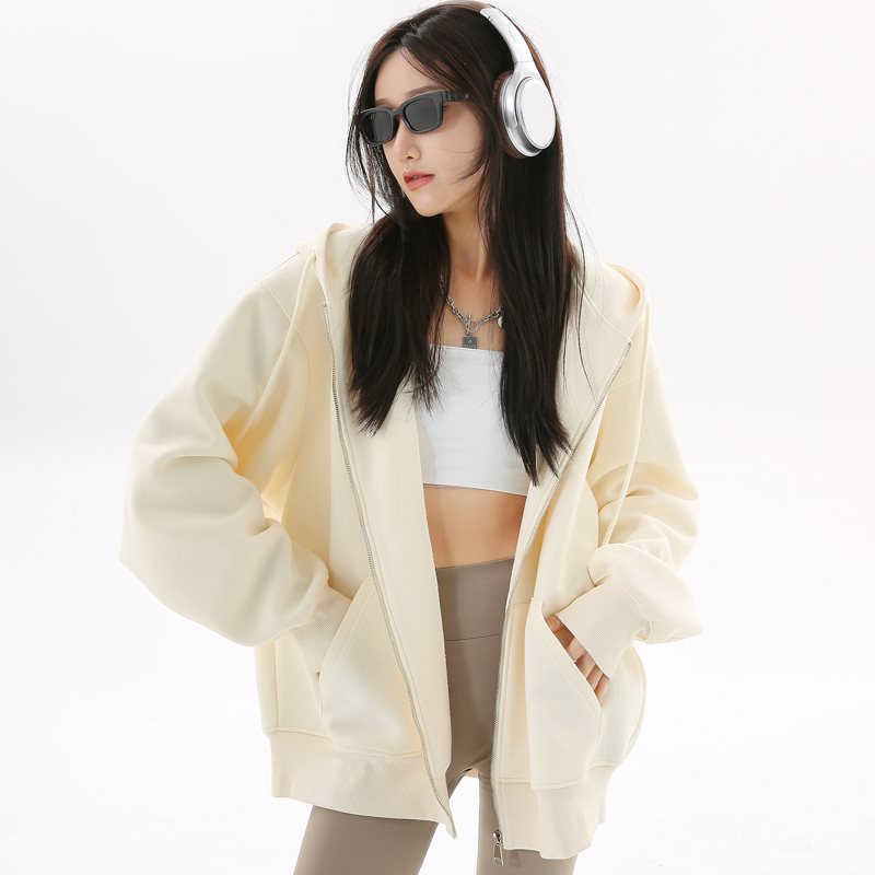 (2개) 블랙 후드 가디건 스웨트 셔츠 봄, 가을 여성 2024 신작 여름 얇은 오버 사이즈 지퍼 탑 재킷