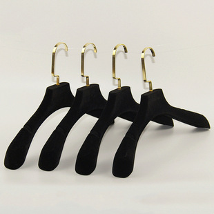Wide Shoulder Black Flocking Hanger Clothes Rack Wedding Dress Widened Suit Thickened Display Long Hook