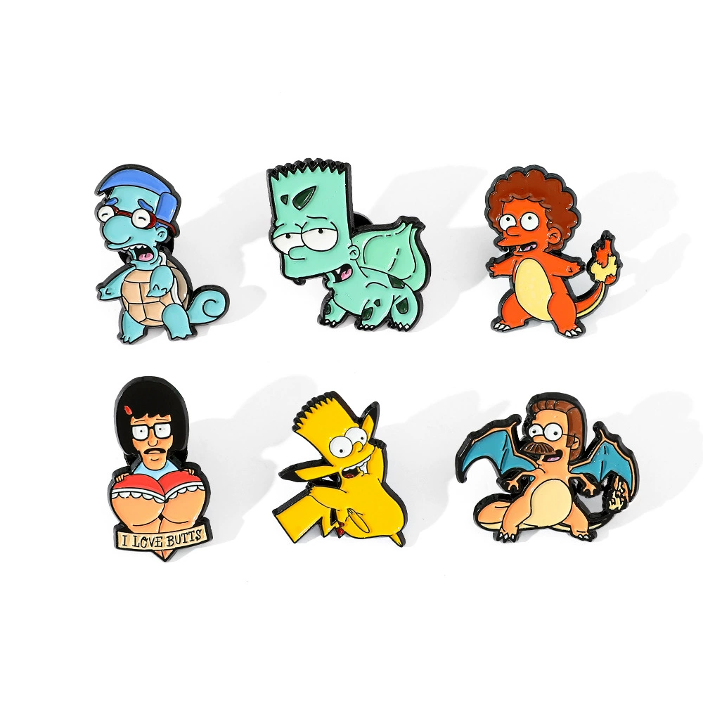 Веселый мультфильм Pokémon Pokemon металлический значок, Барт Simpson сплавной брошь, универсальные аксессуары