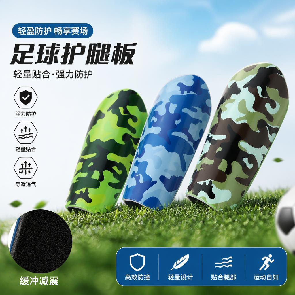 Camouflage Printed Football Shin Guards for Adults and Children, Universal Insert-Type Shin Guards for Football Sports Training, Wholesale