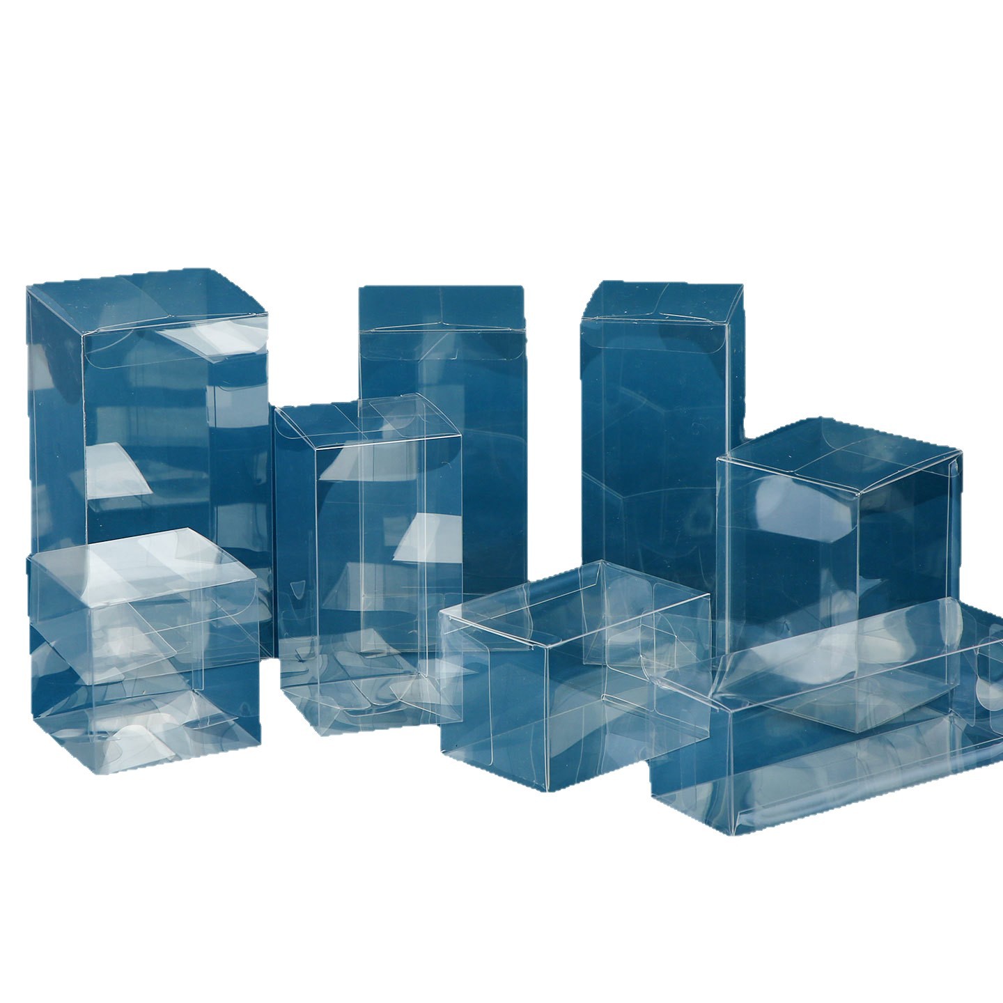Caja de embalaje transparente de plástico de PVC personalizada pet plegable rectangular caja de goma pp polirido caja de regalo twill personalizada