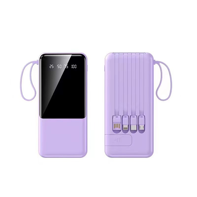 Pantalla digital de carga rápida con soporte de teléfono móvil de cable de cuatro hilos portátil al aire libre de alta capacidad de alimentación móvil de carga rápida cuerda de suspensión