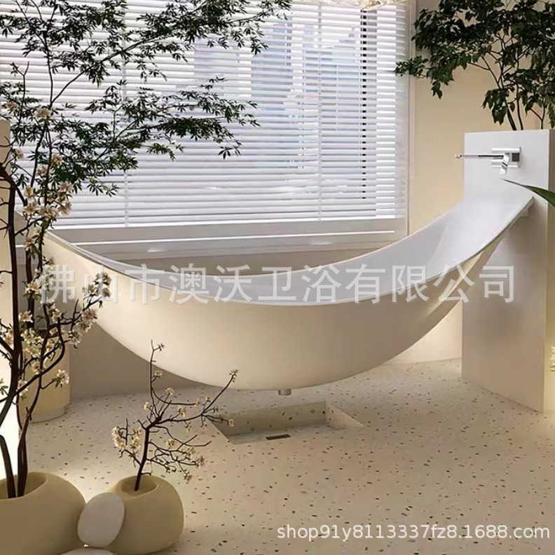 AOWO bañera de piedra artificial hotel de alojamiento doméstico multicristalino independiente hamaca de piedra Qimei bañera flotante
