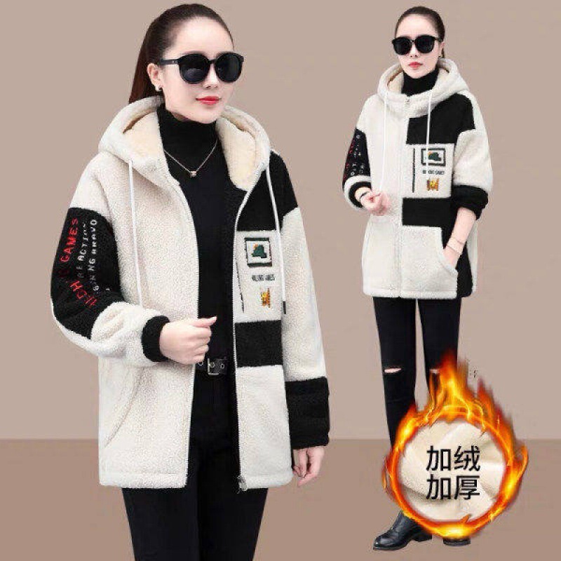 Cross-Border Lamb Wool Coat for Women 2026 Winter New Loose Top Casual Fleece Thickened Cardigan Sweatshirt for Women