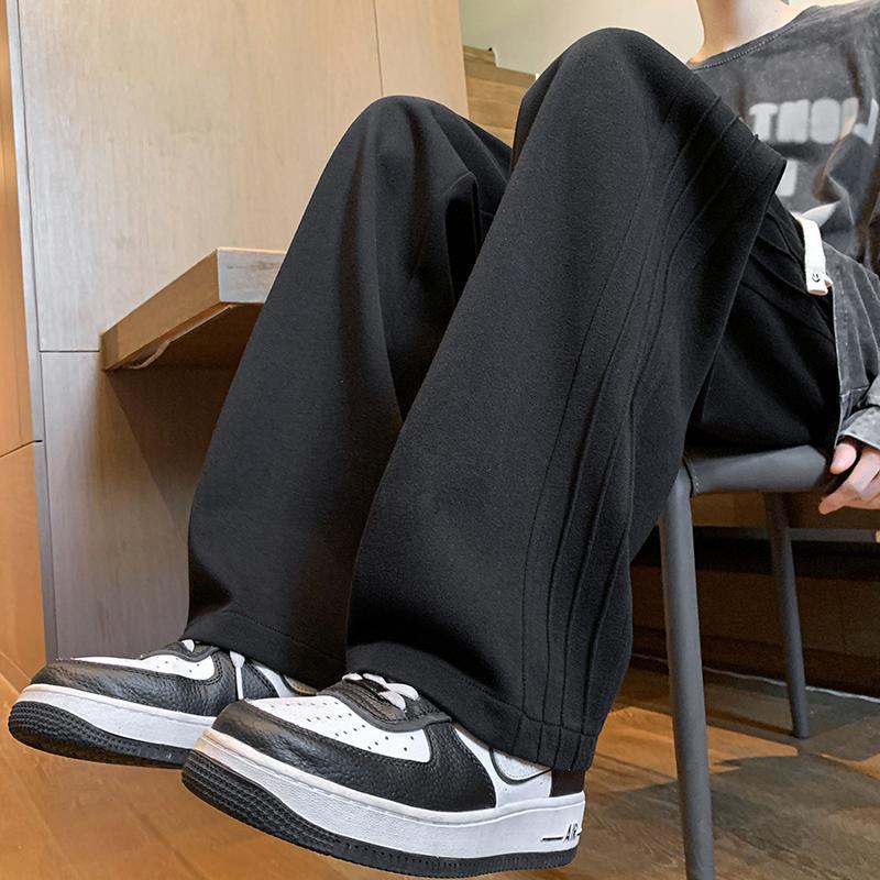 Tendencia de moda 2024 pantalones casuales pesados primavera y otoño para hombres pantalones largos deportivos de pierna ancha rectos retro estadounidenses