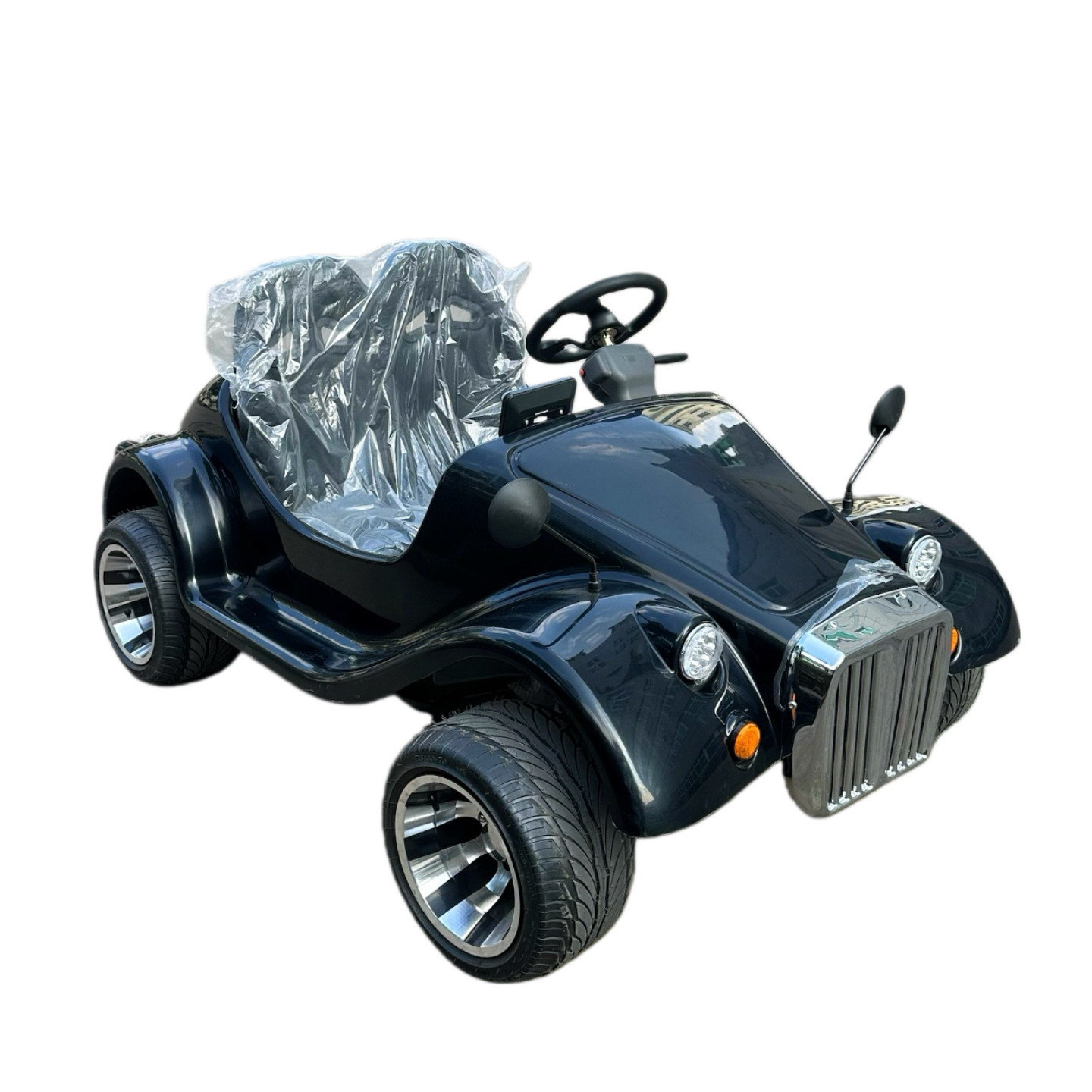 Auto Clásico Eléctrico Retro de Dos Asientos de Cuatro Ruedas de Hierro y Plástico para Parques y Plazas image 6