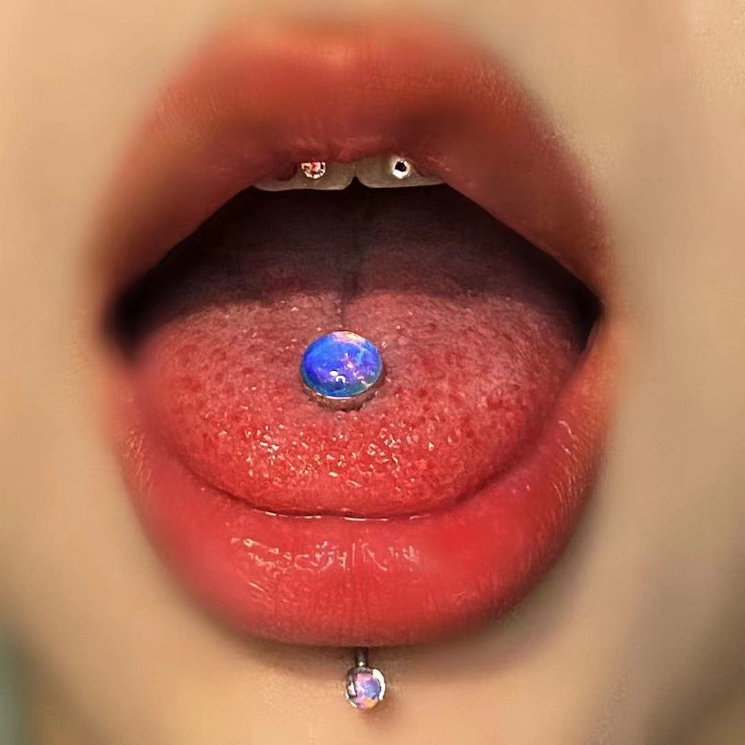 Titanium Steel Tongue Ring Piercing Jewelry 12mm Bar Length 1.6mm Thick Hot Style detail image 2