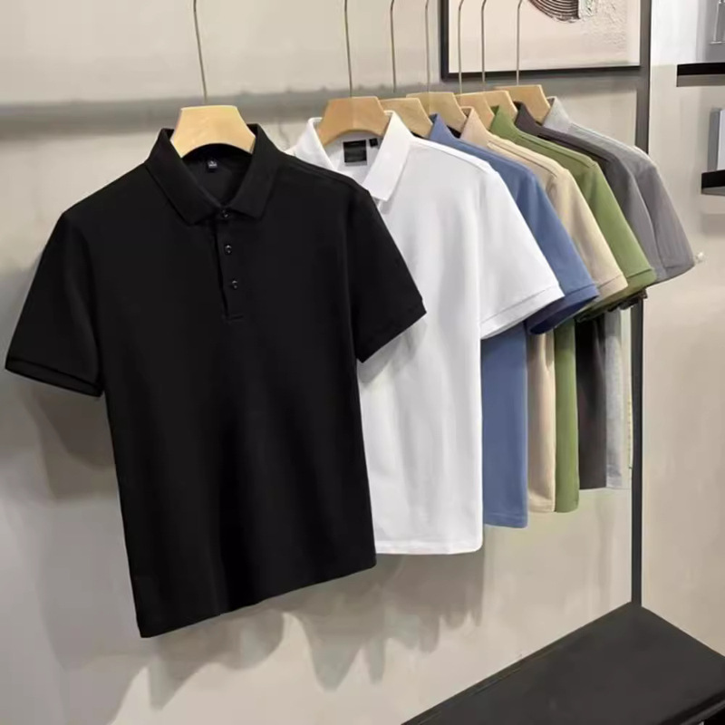 Solid Color Short-Sleeved Polo Shirt for Men 2025 New Summer Business Casual Top Loose Half-Sleeved Lapel T-Shirt