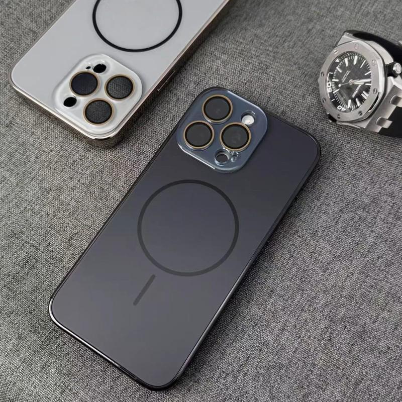 Suitable IPhone 17 Pro Max Phone Case, High-end Electroplated Matte Fine Ring Magnetic Suction Protective Cover For_voghion.com