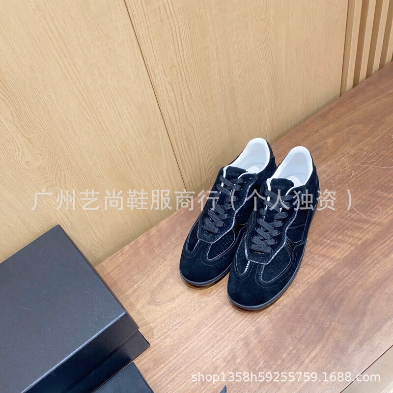 高版2025新款小众真皮圆头拼色平底系带时尚休闲鞋板鞋单鞋德训鞋|undefined