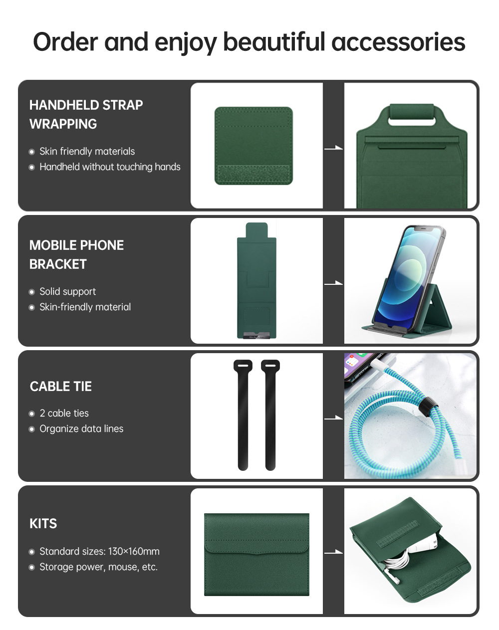 Leather Case with Stand for Notebook and Cell Phone