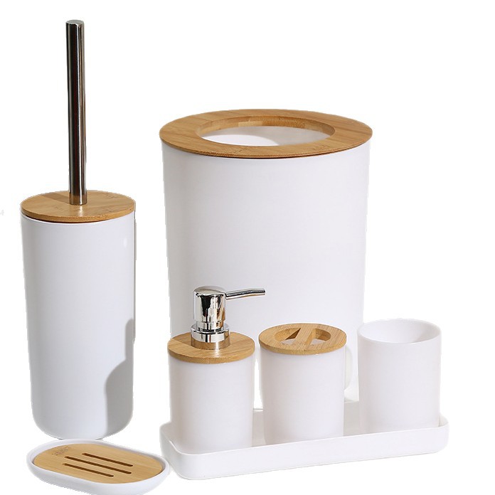 Baños domésticos 7 piezas de almacenamiento herramientas de limpieza artículos de higiene basura inodoro cepillo taza hidráulica caja de jabón al por mayor