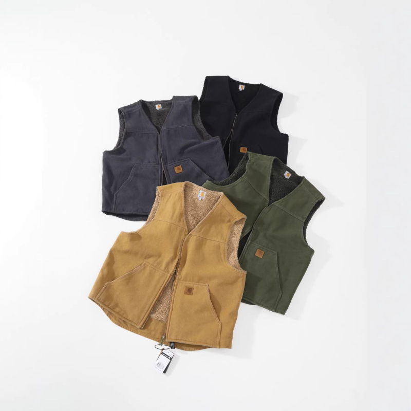 Car Duck Sherpa-Lined Vest V26 American Retro Style Fleece-Lined Workwear Vest Jacket