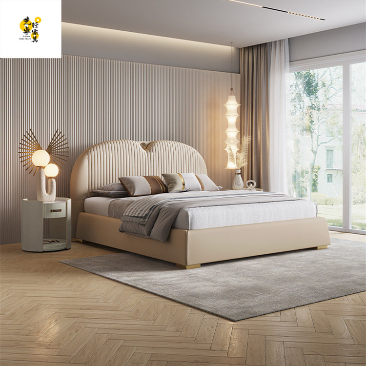 High Box Bed Modern Light Luxury Style Genuine Leather Simple Master Bedroom Italian High-End Double Wedding Bed Minimalist Large Bed 1.8m High Box Bed Modern Light Luxury Style Genuine Leather Simple Master Bedroom Italian High-End Double Wedding Bed Minimalist Large Bed 1.8m