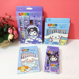 Sanrio Hexagon Painting Oil Painting Stick 12 Color 18 Color 24 Color 36 Color Children's DIY Graffiti Art Crayon Set