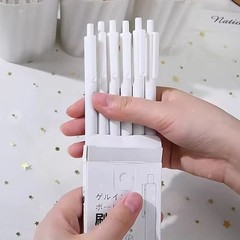 简约风小众刷题笔ins学生速干黑笔考试专用0.5mm按动笔ST头小白笔