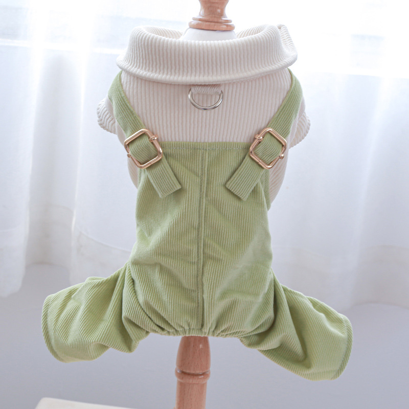 寵物圈廠家直供寵物衣服新品狗狗服飾泰迪四腳燈芯絨衣翠翠背帶褲