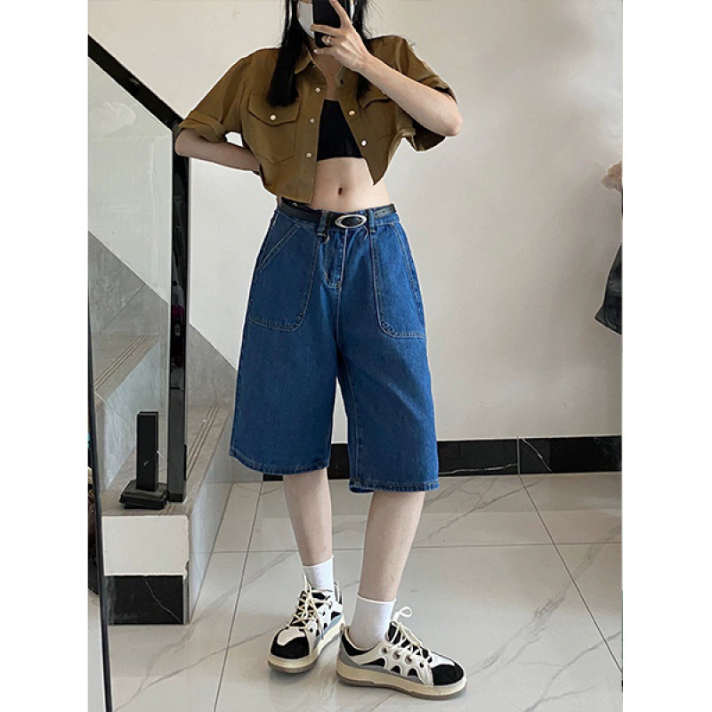 Повседневный дикий дизайн сплошной цвет большие карманы свободные тонкие прямые брюки с широкими ножками