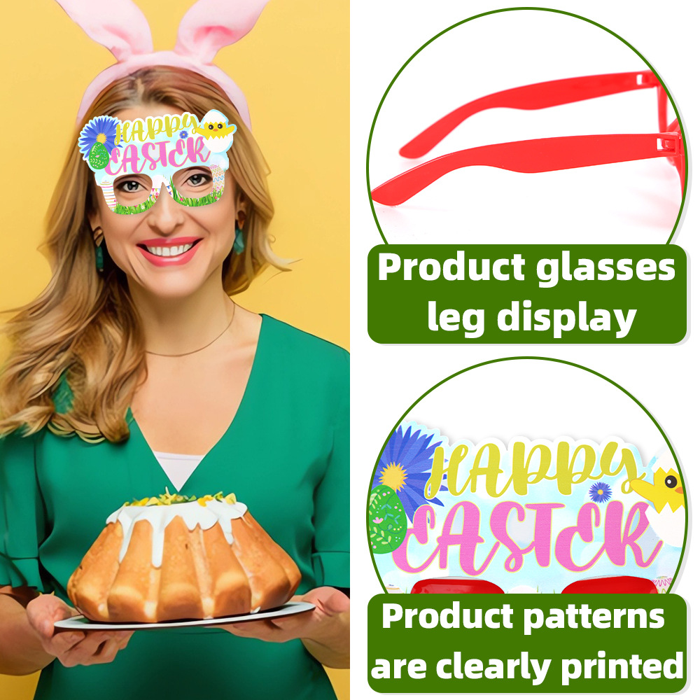 Huevos de pascua de dibujos animados de conejo gafas de decoración de fiesta infantil orejas de pvc fotográficas marcos de gafas