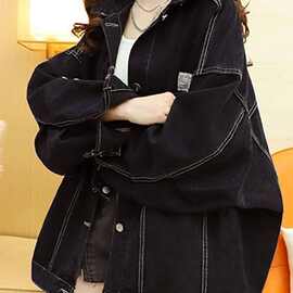 牛仔外套女春秋韩版宽松牛仔衣胖mm无帽外套潮流上衣夹克牛仔衣服