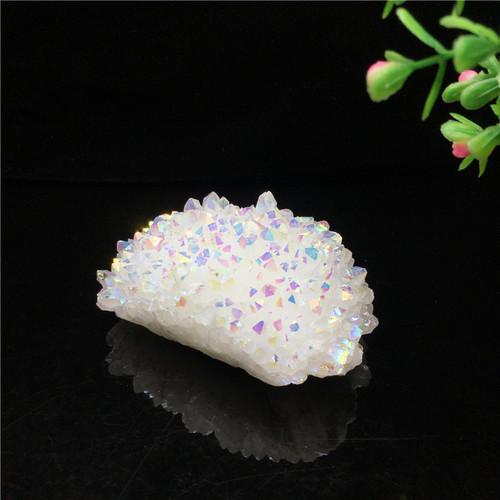Natural white crystal cluster electroplating colorful crystal raw stone cluster degaussing purification ore office decoration wholesale