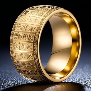 Product Picture titanium steel ring ins style Chinese fashion non-fading stainless steel jewelry electroplating seal character
