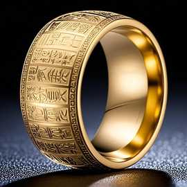 商品图片 钛钢戒指ins风国潮中式时尚不掉色不锈钢饰品电镀篆体字