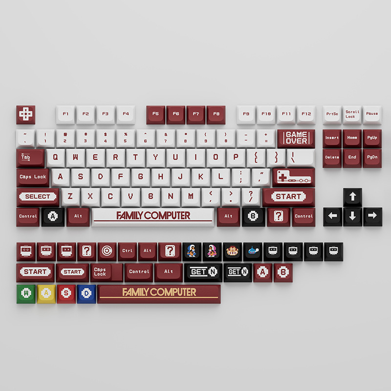 PBT material XDA altura bola tapa original fábrica altura sublimación máquina roja y blanca gran conjunto completo teclado mecánico universal keycap