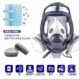 球型防毒面具有毒气体防护硅胶全面罩大视野喷漆化工农药消防口罩