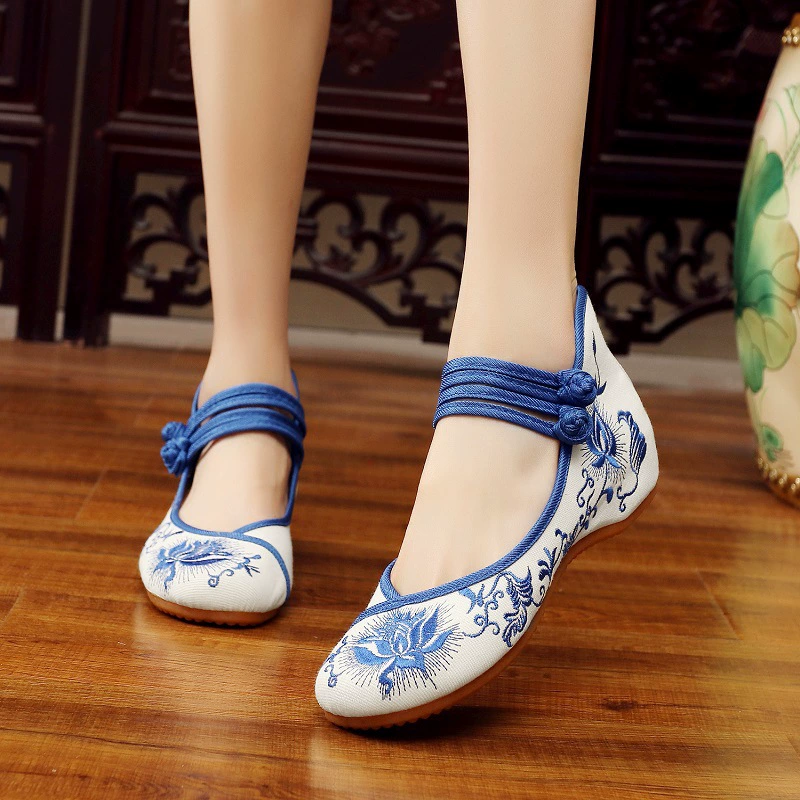 [Lotus Lantern] Винтажная вышитая обувь ханьфу в китайском стиле, Тканевая обувь с вышивкой, женская обувь, Студенческая обувь, квадратный танцевальный лист