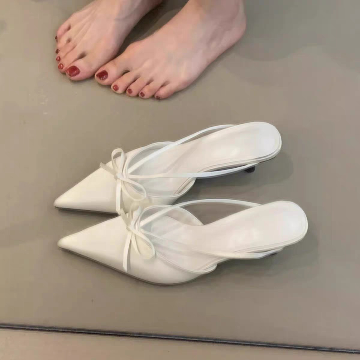 French Style Pointed Toe Stiletto Mules For Women Evening Elegant_voghion.com