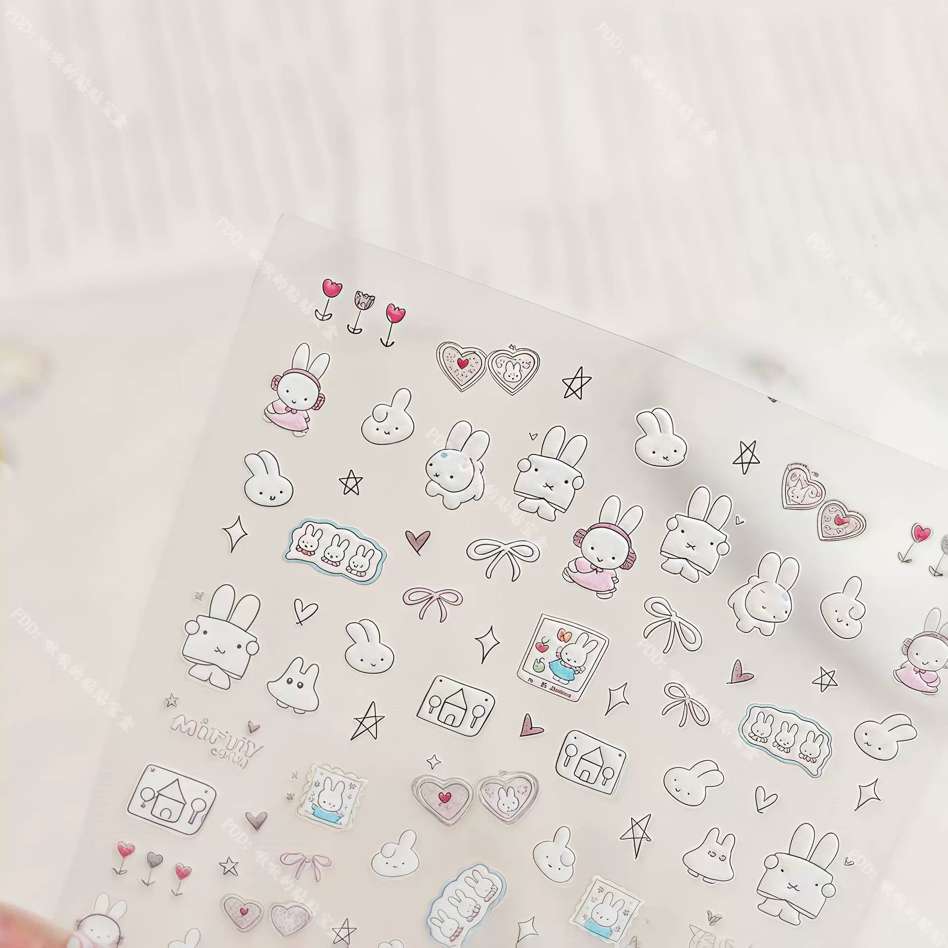 可爱米菲兔兔子立体浮雕卡通美甲贴纸现货水杯ccd相机指甲贴装饰