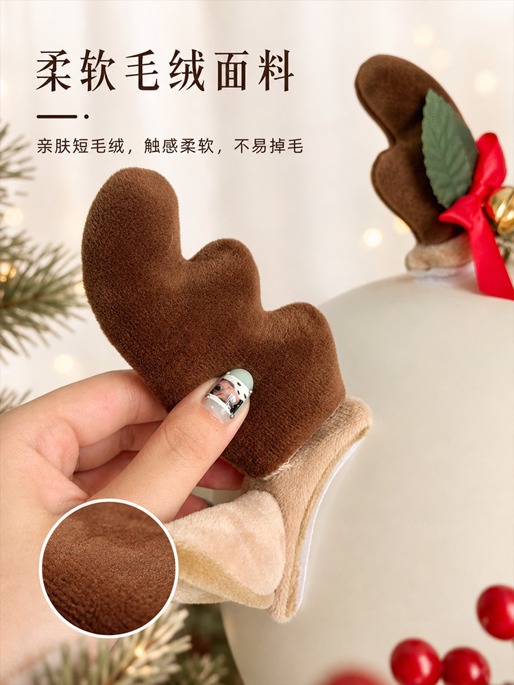Christmas Reindeer Antler Delivery Rider Helmet Decoration Cute Motorcycle Personalized Decoration with Detachable Cat Ears
