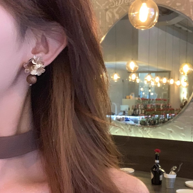 复古美拉德晕染花朵耳环女轻奢小众高级感气质耳钉独特漂亮耳饰|undefined
