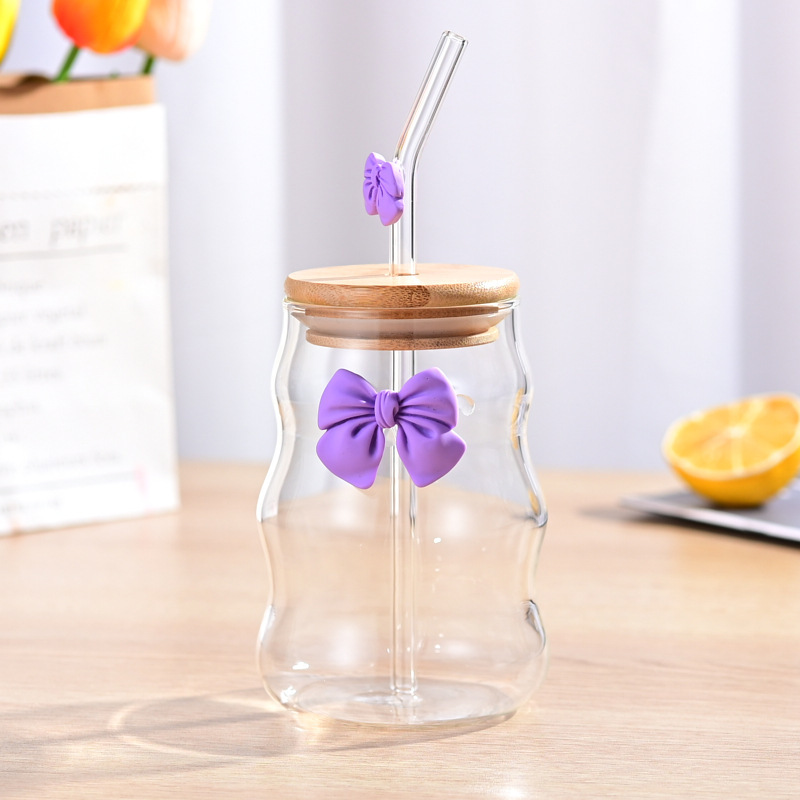 Taza en espiral Taza de bebida fría regordeta Taza de té con leche Taza de nube Taza de vidrio de café con pajita Taza de jugo de borosilicato alto