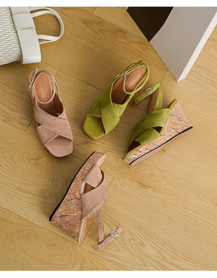 Sandal cao gót nữ quai chéo đế xuồng, gót 9 cm, hở mũi, khóa một chữ — xanh lá cây, màu kaki chi tiết 16
