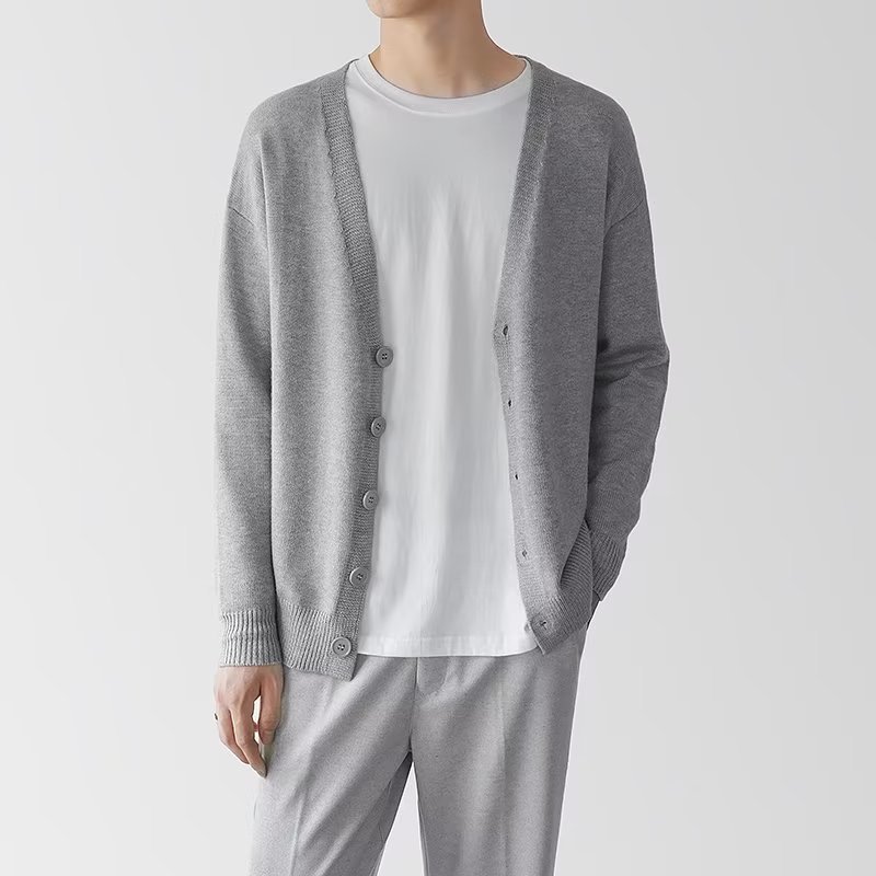 Herren-Strickpullover, Strickjacke, Business-Senior, lässig, V-Ausschnitt, einfarbig, Pullover, Jacke, Herren, einfacher Frühling und Herbst, Pullover für Herren_voghion.com