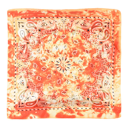 Spring and Summer Korean Version Polyester 53cm*53cm Small Square Ribbon Headband with Cashew Tie-Dye Scarf for Women
