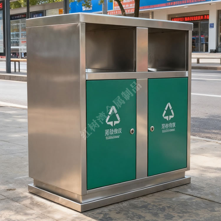 户外街道环卫两分类不锈钢垃圾桶环保公园加厚金属回收箱果皮箱