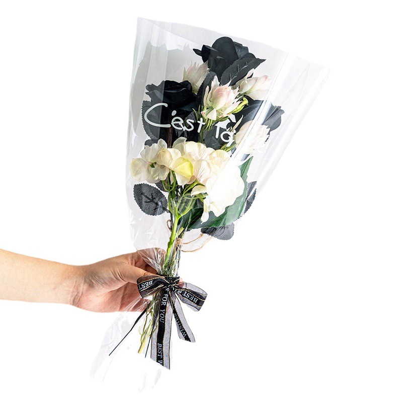 Cielo estrellado transparente DIY multi-rama bolsa Inglés impermeable celofán bolsa de embalaje puesto de mercado nocturno ramo de embalaje OPP bolsa