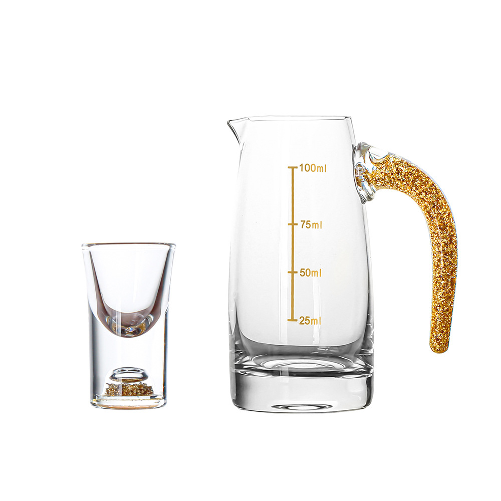 Lámina de oro pequeña copa de vino separador de licor pequeño tamaño taza de vino del hogar vaso de vino creativo conjunto traje taza de espíritus