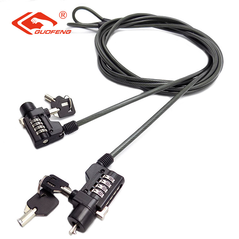 Candado antirrobo para portátil tipo cable de acero con llave, candado para llavero, candado mecánico de combinación de 4 dígitos, suministro directo de fábrica