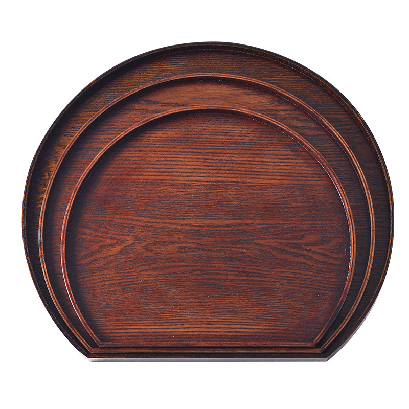INS estilo bandeja de madera una persona comida vajilla cafetería Placa de decoración placa bandeja de té japonés y coreano semicírculo placa de madera al por mayor